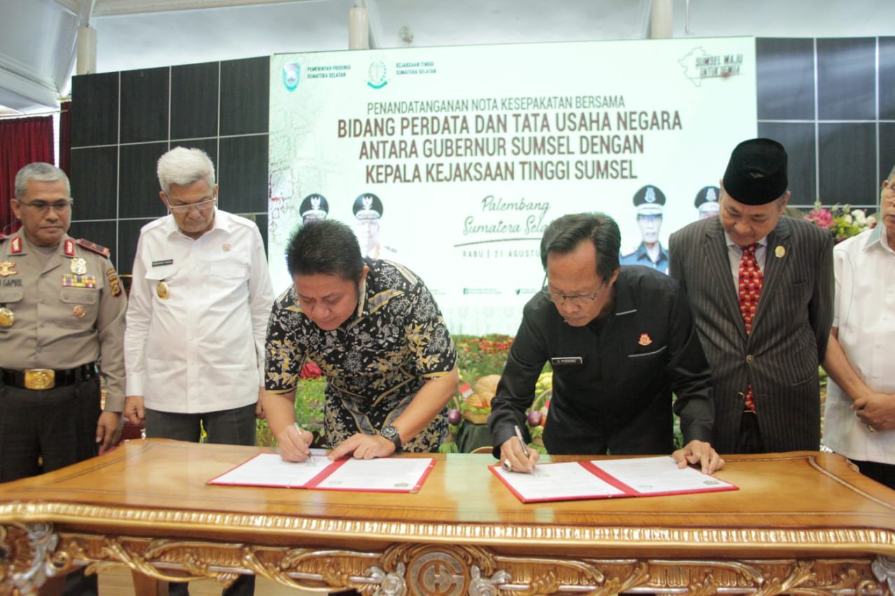 Selamatkan Aset Sumsel, Gubernur- Kajati Teken Nota Kesepakatan Bersama