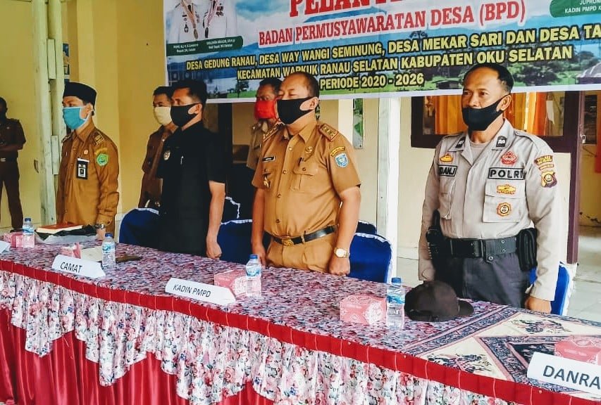 Pelantikan BPD Empat Desa Warkuk Ranau Selatan Ikuti Protokol Kesehatan
