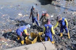 sampah di bibir sungai musi, kegiatan gotoroyong, pembersihan sungai, sungai musi