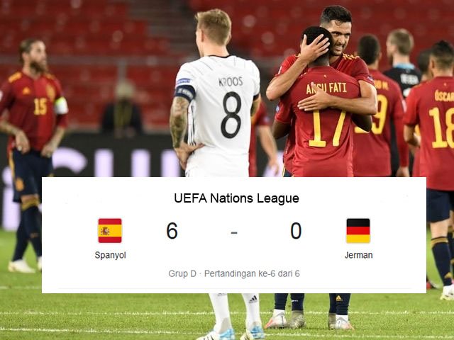 spanyol menang telak, skor spanyol vs jerman, jerman kalah oleh spanyol