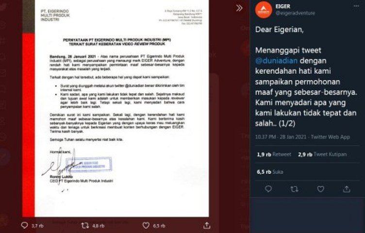 kacamata Eiger Kerato , konten tentang Eiger , permohonan maaf , Trending Topic Di Twitter , Youtuber