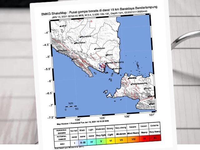 Gempa bumi , Gempa Di Lampung , Gempa Di Pulau Sumatera
