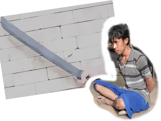 mengancam kakak ipar , pengancaman dengan senjata tajam , sebilah parang