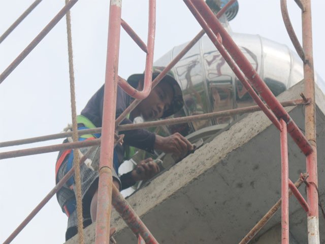 Menara Masjid Nurul Iman , pembangunan menara masjid , proses pembuatan menara masjid