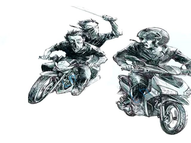 menjadi korban begal , pelaku begal menggunakan motor matic , tebasan senjata tajam