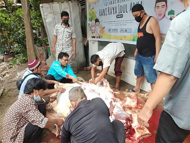 bantuan satu ekor sapi , Forum Pemerhati Pendidikan Sriwijaya , kegiatan penyembelihan sapi Qurban