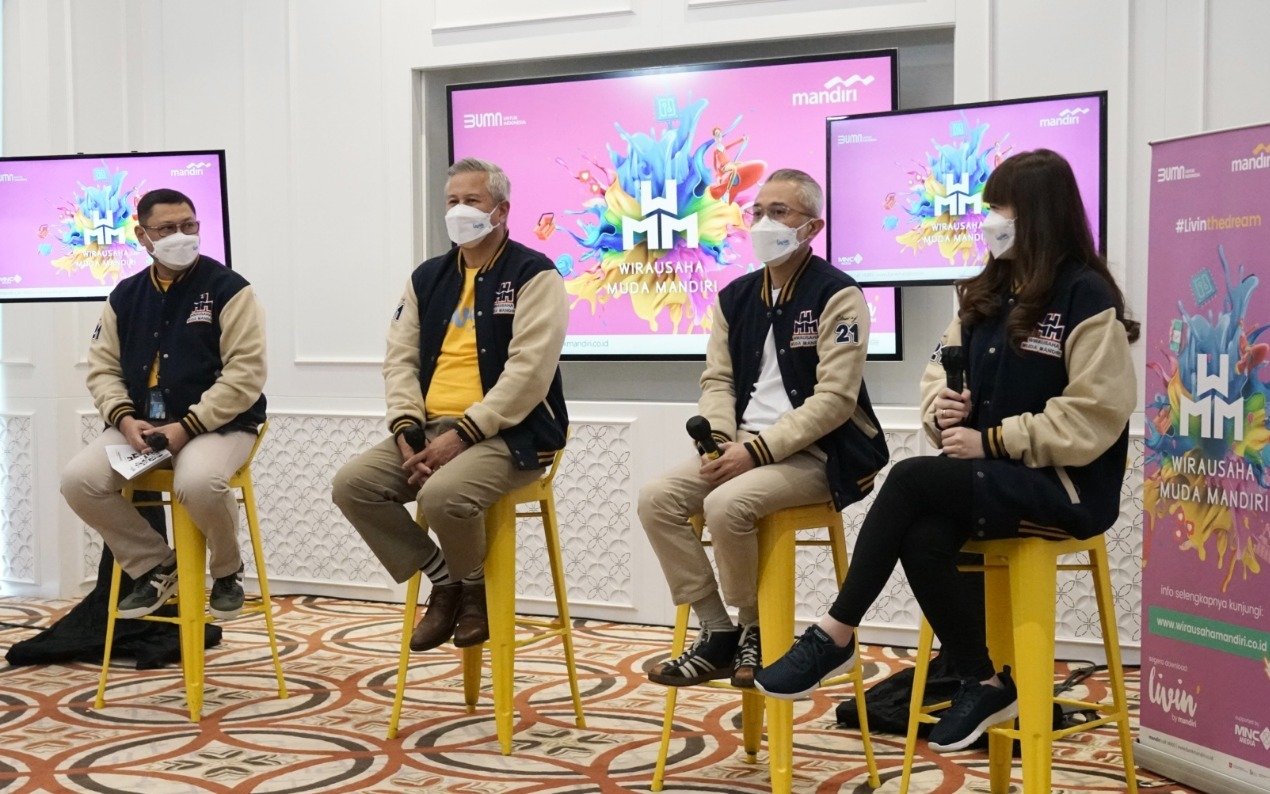 Tampak Suasana Konferensi Pers Kick Off Wirausaha Muda Mandiri,di Plaza Mandiri, Jakarta (13/9).