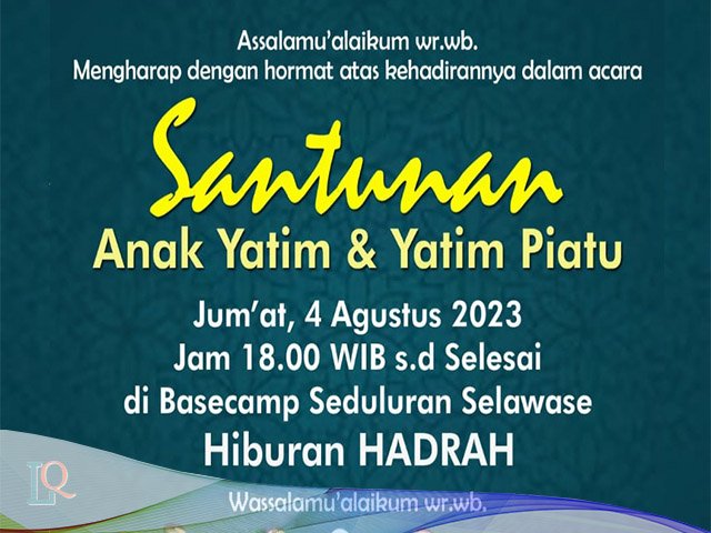 Basecamp Seduluran Selawase , santunan anak yatim piatu