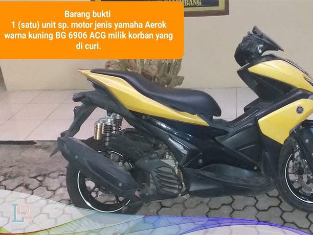 Pelaku Pencuri Sepeda Motor, Yamaha Aerox, Barang Bukti