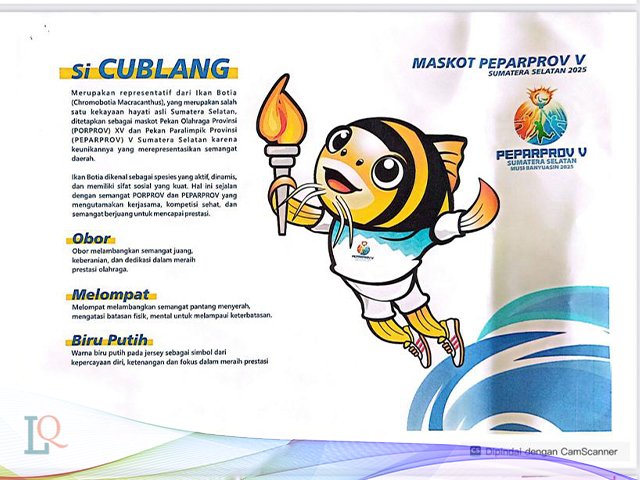 Logo Resmi Porprov XV , Maskot Si Cublang , Peparprov V Sumsel 2025