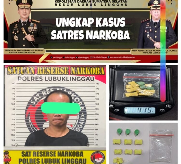 Kurir Ekstasi COD Asal Riau Dibekuk di Lubuk Linggau, Tabrak Kendaraan Polisi Saat Berusaha Kabur