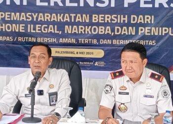 Kanwil Ditjenpas Sumsel Saat Gelar Apel dan Ikrar Pemasyarakatan Bersih dari HP, Narkoba dan Penipuan