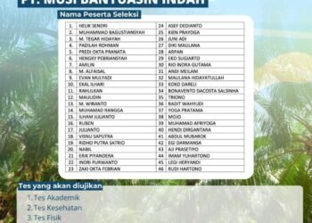46 Peserta Seleksi Calon Petugas Keamanan (Security) di PT MBI Wilmar Group Rabu 3 Juni 2026 di BLK Disnaketran Muba