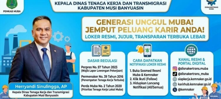 MAU LOKER RESMI DAN ANTI-GHOIB? Pantau Jaringan Satu Pintu Disnakertrans Muba dan Kemnaker RI!