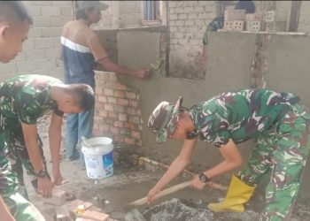 Progres RTLH Rumah Bapak Fernando Capai Tahap Pengerjaan, Wujud Kepedulian TMMD ke-129 Kodim 0418/Palembang
