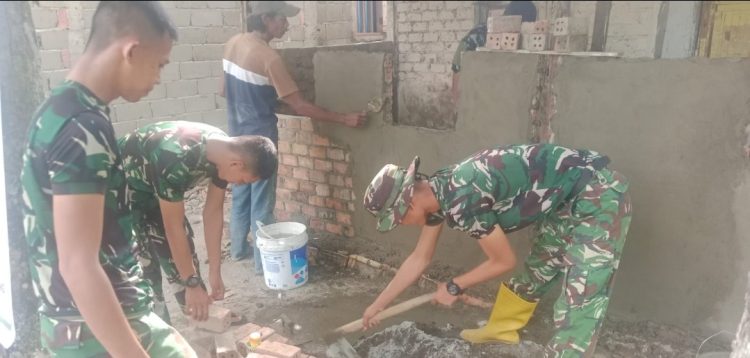 Progres RTLH Rumah Bapak Fernando Capai Tahap Pengerjaan, Wujud Kepedulian TMMD ke-129 Kodim 0418/Palembang