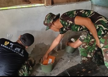 TMMD Ke-129 Kodim 0418/Palembang Percepat Rehab Rumah Ibu Suwarni, Tahap Finishing Mulai Dikerjakan