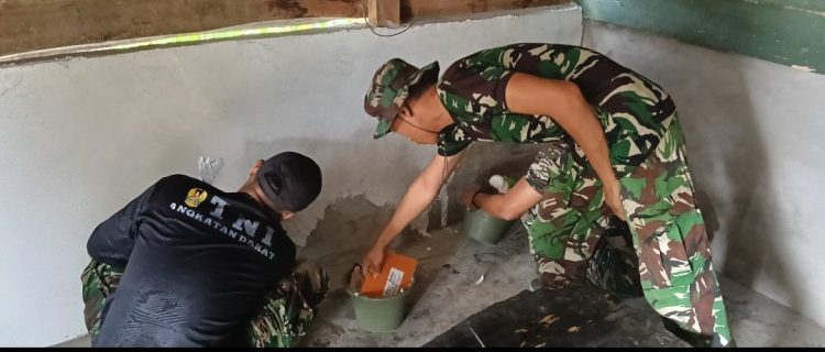 TMMD Ke-129 Kodim 0418/Palembang Percepat Rehab Rumah Ibu Suwarni, Tahap Finishing Mulai Dikerjakan