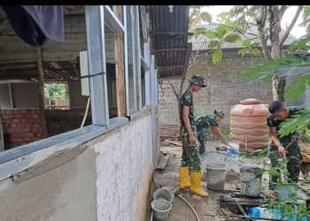 Di Hari Kesembilan TMMD Kodim 0418/Palembang, Rumah Bapak Fernando Mulai Berwajah Baru, Gotong Royong TNI dan Warga Terus Berpacu dengan Waktu