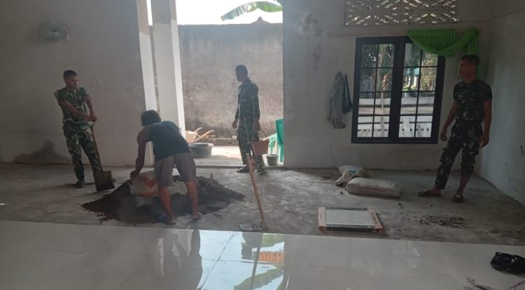 Memasuki Hari Ke-14, Satgas TMMD Ke-129 Kodim 0418/Palembang Terus Kebut Pembangunan Mushola Baitul Magfurin