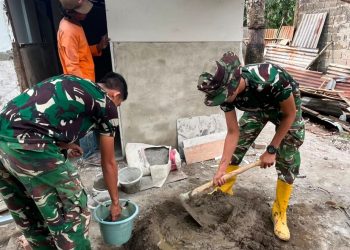 Hari Ke-14 TMMD Ke-129, Satgas Kodim 0418/Palembang Lanjutkan Pembangunan RTLH Rumah Bapak Fernando