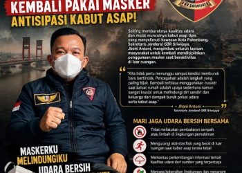 SEKJEN GBR SRIWIJAYA JHONI ANTONI IMBAU WARGA PALEMBANG KEMBALI PAKAI MASKER ANTISIPASI KABUT ASAP!