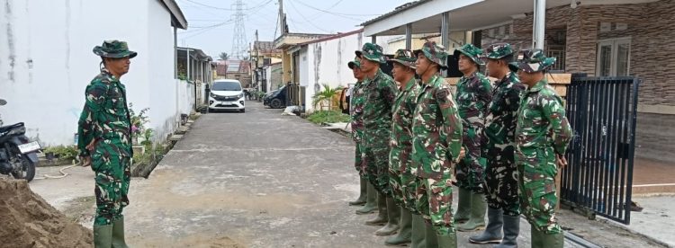 Hari Ke-18 Diawali Apel Pagi, Disiplin Prajurit Satgas TMMD Kodim 0418/Palembang Percepat Penyelesaian Pos Kamling
