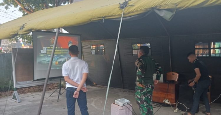 Satgas TMMD Ke-129 Kodim 0418/Palembang Matangkan Persiapan Nobar Film Kebangsaan Bersama Warga
