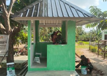Finishing Pos Kamling TMMD Kodim 0418/Palembang Ke-129 Disambut Antusias Warga Talang Jambe