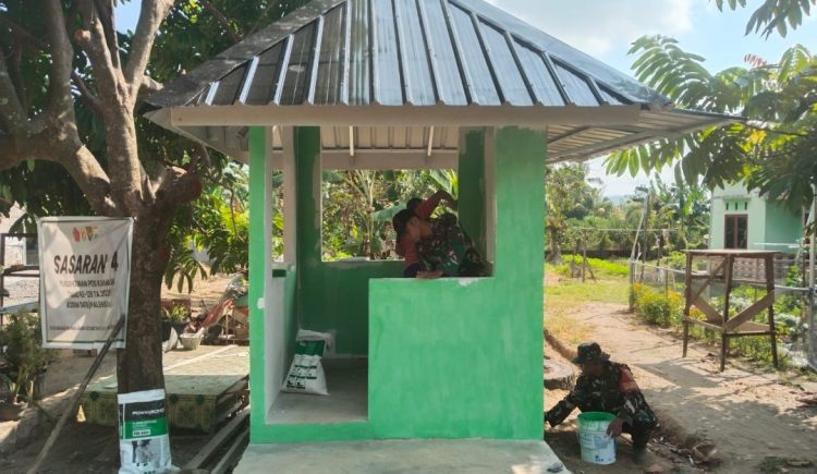 Finishing Pos Kamling TMMD Kodim 0418/Palembang Ke-129 Disambut Antusias Warga Talang Jambe