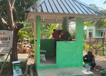Jelang Penutupan TMMD Kodim 0418/Palembang Ke-129, Pos Kamling Talang Jambe Masuki Tahap Penyelesaian
