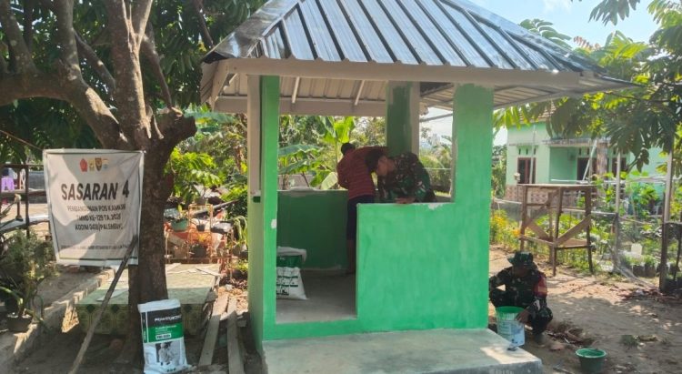 Jelang Penutupan TMMD Kodim 0418/Palembang Ke-129, Pos Kamling Talang Jambe Masuki Tahap Penyelesaian
