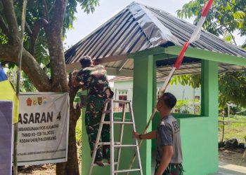 Masuki Hari Ke-24, Satgas TMMD ke-129 Kodim 0418/Palembang Finishing Pembangunan Pos Kamling