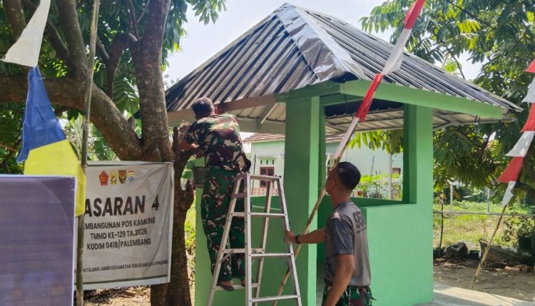 Masuki Hari Ke-24, Satgas TMMD ke-129 Kodim 0418/Palembang Finishing Pembangunan Pos Kamling