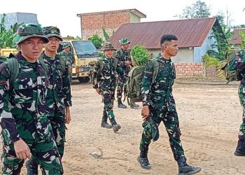 Satgas TMMD ke-129 Gelar Gladi Upacara Penutupan di Lapangan Sepak Bola kelurahan Talang Jambe