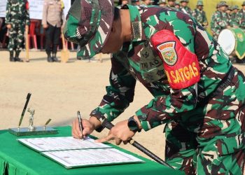 Penutupan TMMD ke-129 Kodim 0418 Palembang, Dansatgas Bacakan Laporan Pelaksanaan Program dan Tandatangani Naskah Bersama Pemkot Palembang