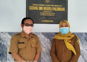 Dampak Kabut Asap, Guru dan Siswa SMKN 8 Palembang Wajib Gunakan Masker