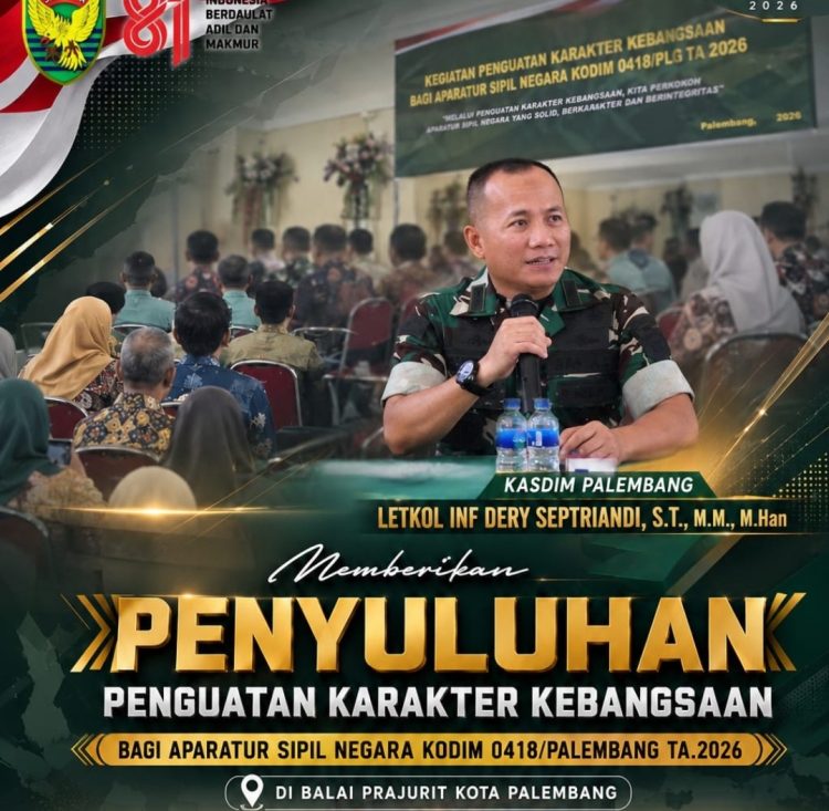 Kodim 0418/Palembang Gelar Penguatan Karakter Kebangsaan bagi ASN