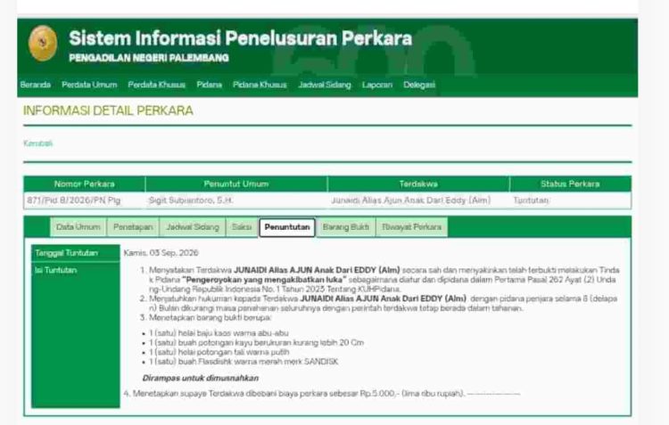 Junaidi alias Ajun Dituntut 8 Bulan Penjara dalam Kasus Penganiayaan, Kuasa Hukum Korban Mempertanyakan Dasar Tuntutan Jaksa