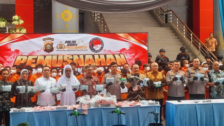 Perang Terhadap Narkotika, Polda Sumsel Musnahkan 35 Kg Sabu, 87 Tersangka Dijerat dari Penindakan di 182 Lokasi